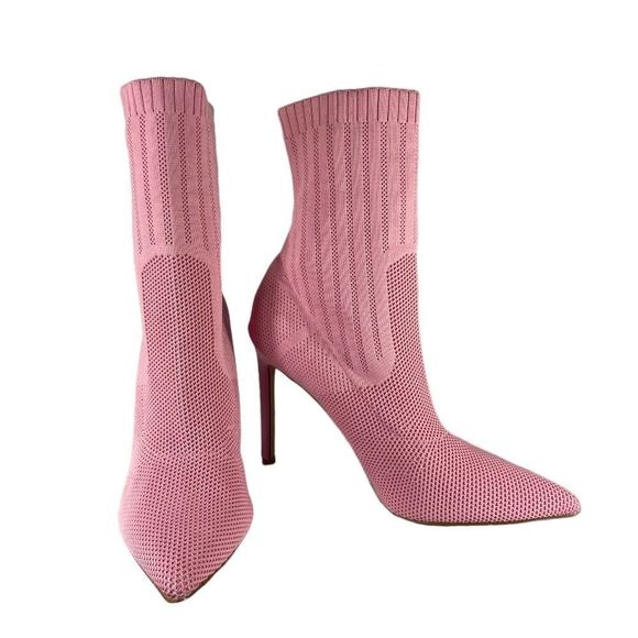 NWT Steve Madden Pink Stretch Knit Stiletto Bootie 9.5 - Picture 2 of 7